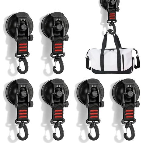 Lot de 6 crochets à ventouse extra forts - Ventouses de camping - Ancre avec crochet de fixation - Crochet d'aspiration extra puissant - Pour voiture, auvents latéraux, tentes, camping-car, bâches (1/5)