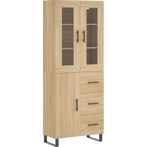 Credenza cassettiera mobile contenitore organizer cucina soggiorno salotto alto sonoma 695 x 34 x 180 cm legno ingegnerizzato marrone 020034190