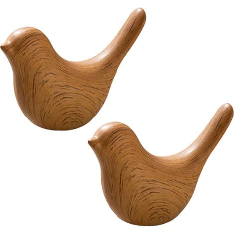 Statue Oiseau - Bois D Acacia - 11 4 Cm - Decoration Interieure Salon Salle De Bain Bureau - Lot De 3 (1/5)