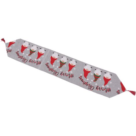 Wiederverwendbarer und waschbarer Weihnachtstischläufer aus Strickstoff, 1,8 m lang, ideal für Feiern zu Hause oder in einem Café (Typ 1). (1/5)