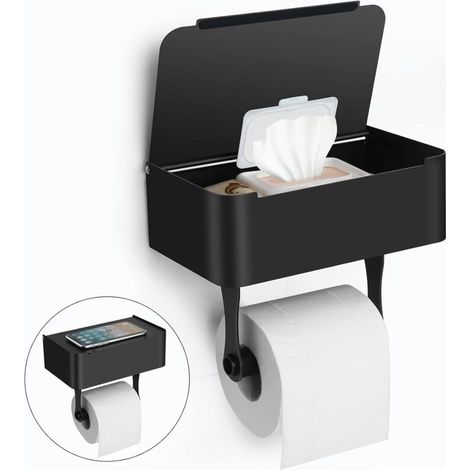 Porta carta igienica a parete in acciaio inox – Mensola porta salviette – Montaggio adesivo o a vite – Resistente alla corrosione – SUS304-Crezuo