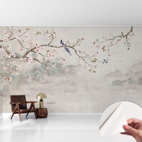 Papier peint autocollant Mural avec colle pour salon et chambre Décoration murale rapide Paysage oriental 416x254 cm (1/5)