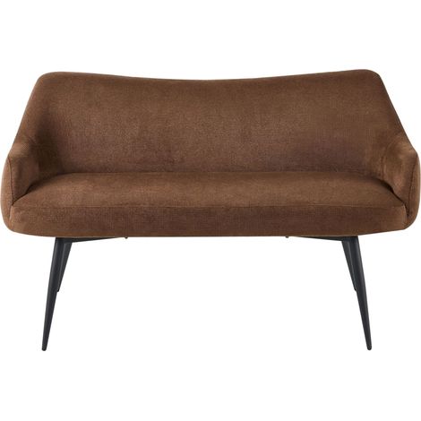 Kitchen Sofa Dark Brown Polyester Fabric Upholstery 2-Seater Metal Frame Black Legs Bench ARENDAL (1/5)