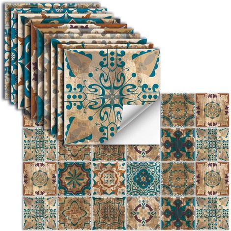 24 adesivi autoadesivi per piastrelle, adesivi murali per cucina, bagno, camino e decorazione di mobili, 20 x 20 cm, colori assortiti, PVC (1/5)