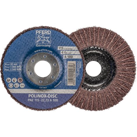 PFERD POLINOX Vlies-Schleifdisc PNZ Ø 115 mm Bohrung-Ø 22,23 mm A100 für Feinschliff und Finish (1/5)