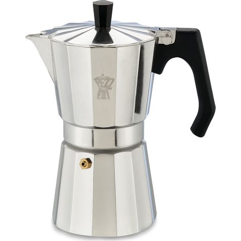 Pezzetti, Luxexpress Caffettiera 6 Tazze in Alluminio, Manico Ergonomico Resistente al Calore, Per Piani a Gas, Elettrici e Vetroceramica