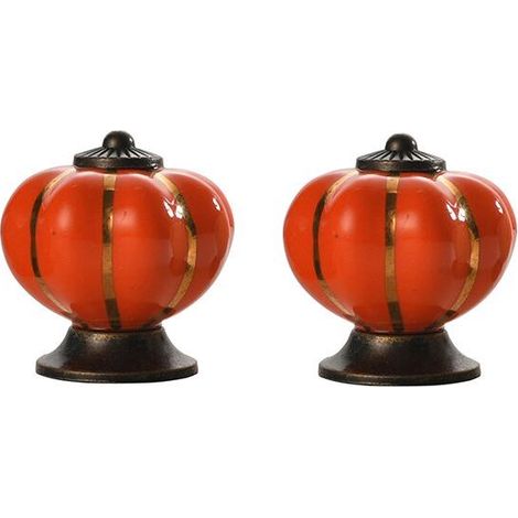 Set of 2 ceramic pumpkin drawer handles, decorative for cabinets, wardrobes and dressing tables. (1/5)