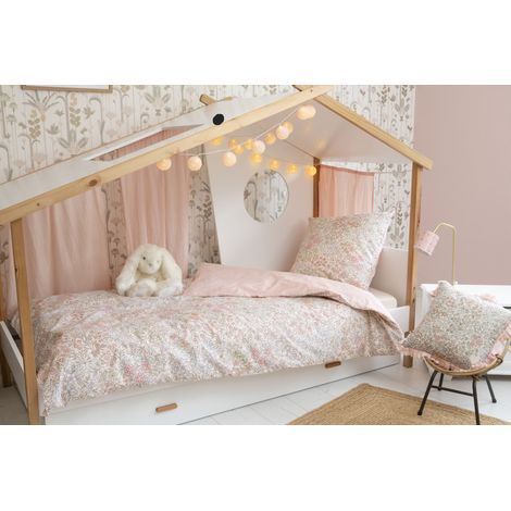 Parure de lit PIMPRENELLE 140 x 200 cm – 100 % coton 57 fils – Réversible (1/4)