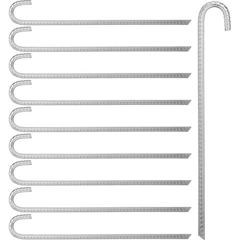 20 x Bodenanker, lange Zeltheringe für Pavillon, Trampolin, Heringe verzinkter Stahl, 45 cm lang, Bodennägel, silber