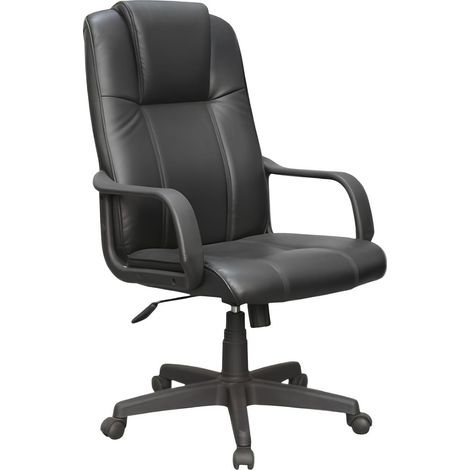 Drehbarer Bürostuhl aus dunkelgrauem PVC mit verstellbarer Höhe und Armlehnen