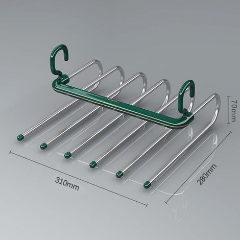 Porte-Pantalons Multifonction 6 Niveaux–Cintre Pliable Antidérapant en Métal–Rangement Gain de Place pour Armoire Vert