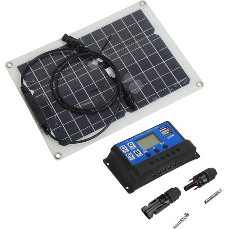 Kit Solaire Portable 15W 18V Monocristallin avec Contrôleur 40A pour Voiture et Bateau