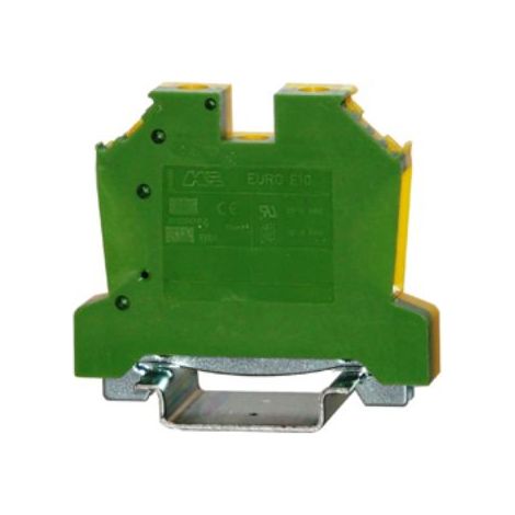 Bloc de mise à la terre Rail DIN, 1 voie voies , raccordement Cage à ressort, 20 6 AWG, Vert, Jaune ( Prix pour Boîte de 10 )