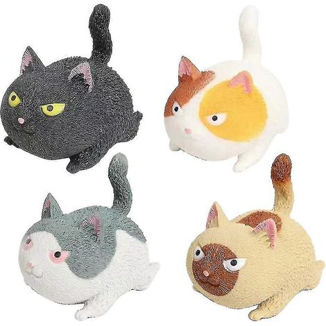 Lot de 4 jouets anti-stress en forme de chat en colère à presser, balle de décompression, ventilation, Yvan (1/4)