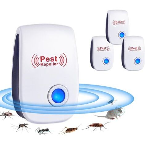 Ultraschall-Nagetier- und Insektenabwehrgerät, 4 Stück Ultraschall-Mückenabwehrgerät für Mäuse, Ratten, Ameisen, Spinnen und Mücken, elektronisches Insektenabwehrgerät für den Innenbereich für Mäuse, (1/5)