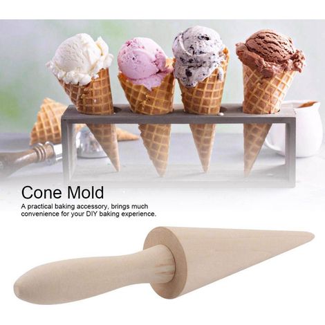Rouleau cône bois moule pâtisserie glace cornet outil cuisson maison dessert boutique (1/5)
