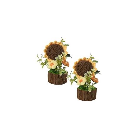 Fleurs crochetées à la main pour décoration de bureau d'enseignants, fleur de rose rose crochetée durable, cadeaux pour femmes, maman, amis, collègues, fleur tricotée positive pour décoration de maiso (1/5)
