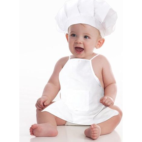 Allecto Plus 2 teiliges Kochoutfit für Neugeborenenfotografie Mini Kochmütze und Schürze für Babys Kochoutfit für Kleinkinder Babykleidung aus Ba (1/5)