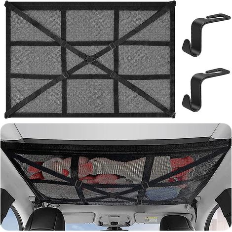 Filet de rangement universel pour toit de voiture 80 cm x 55 cm - Organisateur de bagages avec quatre accoudoirs de toit pour SUV et fourgonnettes (1/5)