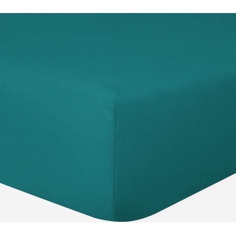 Drap-housse 100% Coton 57 Fils Vert Turquoise - 140 x 190 cm - Bonnet 30 cm