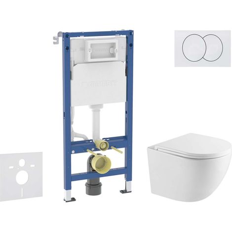 Geberit Duofix - Set de bâti-support, cuvette Oudee et abattant softclose, plaque de déclenchement Delta, blanc SANI11CA31102