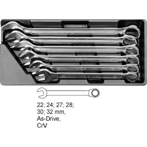 Yato YT-5532 Set di 6 chiavi fisse -star - combinate da 22 a 32 flats
