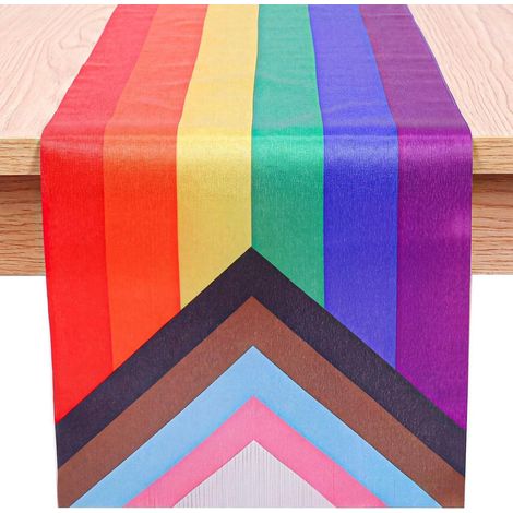 Tapis de table arc-en-ciel 33x183 cm pour Pride Month & Décoration de fête en polyester