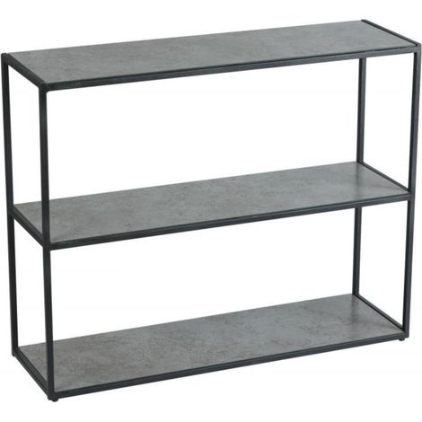 Console en acier laqué anthracite avec plateaux en verre finition aspect céramique - STRATE