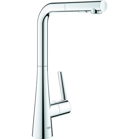 Mitigeur d'évier Zedra 32553 L-sortie extensible Douche de rinçage chromé