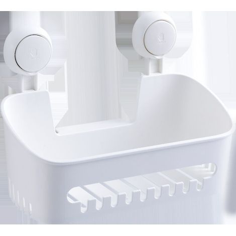 Accessoires de salle de bain,No Drilling Reusable Suction Cup Hanging Shower Caddy, Detachable Shower Caddy, Plastic Wall Mounted Caddy Basket for Bathroom/Toilet/Kitchen, White -EU