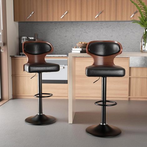 Barhocker 2er Set Barstuhl Tresenhocker Bistrohocker 360° Drehstuhl Schwarz (1/5)