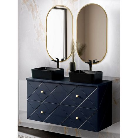 Ensemble salle de bain avec meuble vasque 120 cm + miroirs - Aurore Blue - Livraison gratuite