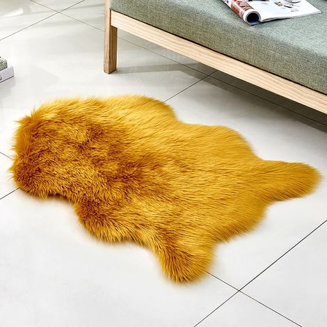 Tapis En Laine Artificielle - 60 x 90 cm - Non Glissant - Pour Chambre Salon Salle De Bain Porte - 1 Pièce (1/2)