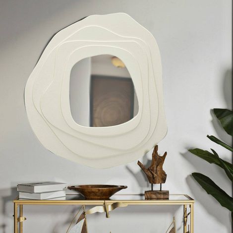 Dmora - Spiegel Brennero, Spiegel mit Rahmen, Wanddekorationsartikel, Spiegeldekoration, 90x4 h97 cm, Weiß (1/5)