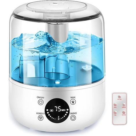 Humidificateur d'Air 3L - Diffuseur d'Arôme à Ultrasons avec Télécommande, Minuterie, Affichage Température & Contrôle d'Humidité