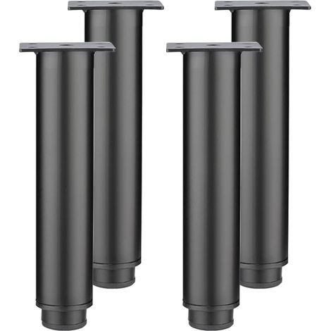 Set mit 4 verstellbaren Möbelfüßen aus kaltgewalztem Stahl, Ersatz-Tischbeine für Schränke, Sofas, Metallbeine (schwarz, 8 cm)