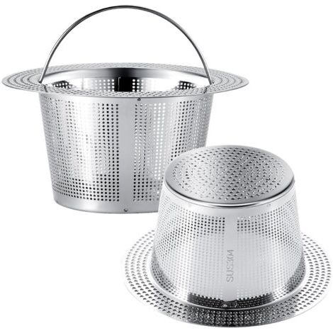 Filtro per lavello in 2 pezzi - Compatibile con la maggior parte dei cestelli di scarico per lavelli da cucina - 13,8 cm x 5 cm (1/4)