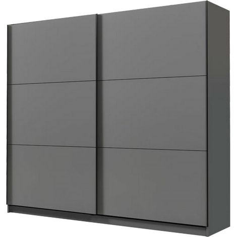 Guardaroba Grande Piateda, Armadio Camera da Letto 8 Ripiani, Appendiabiti, 2 Ante, 217x210h cm Nero Antracite