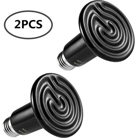 MINKUROW Lámpara De Calor De Cerámica Para Reptiles De 100 W, E27 Animales Emisores De Calor Para Reptiles De Acuario, Tortugas, Lagartos, Serpientes, Arañas, Ac220v, 2 Unidades (1/5)