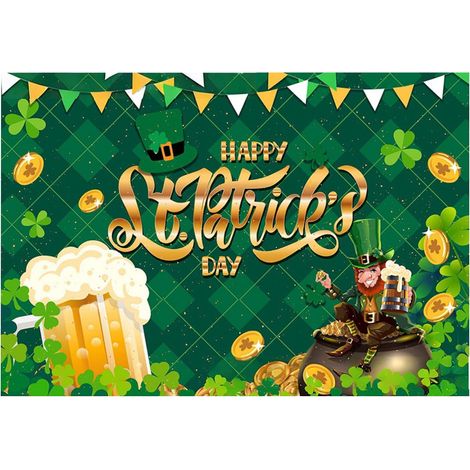 Drape Festif Saint-Patrick - Drapeau à Trèfles et Drapeau Irlandais - Décoration Murale pour Fête du 17 Mars - 90 x 150 cm - 1 Pièce (1/5)