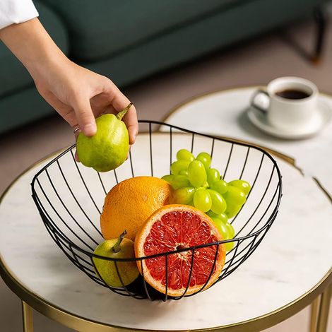 1 corbeille à fruits ondulée corbeille à fruits en métal noir décoration moderne corbeille à fruits panier à collation fruits légumes pain panier de rangement (26.51210cm) (1/4)