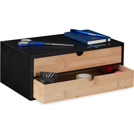 Schubladenbox aus bambus und mdf mit 2 fachern