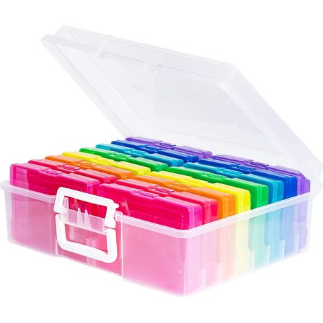 10,2 x 15,2 cm Klarsicht-Fotoboxen und transparente Bastelbox mit Griff – 16 Innenhüllen, Aufbewahrungsbox aus Kunststoff (mehrfarbig) (1/5)