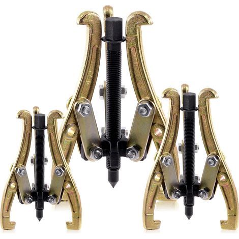 3-teiliges Abzieher-Set mit 3 Backen, 3 Zoll, 4 Zoll, 6 Zoll, 3 goldene Backen zum Entfernen von Riemenscheiben, Lagern und Schwungrädern, Demontagewerkzeug-Set (1/5)