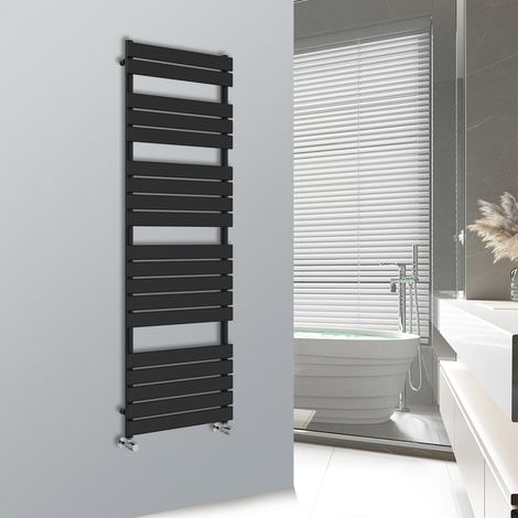 WarmeHaus Minimalist Heated Towel Rail Radiator Bathroom Flat Panel Black 1800x600mm