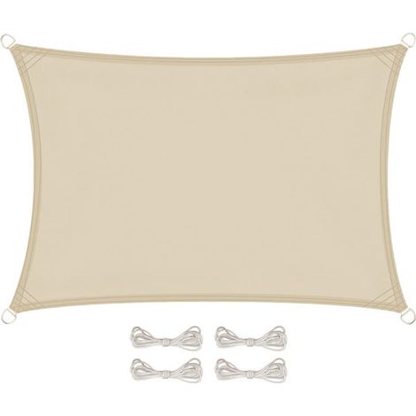 Voile d'ombrage rectangulaire 3x4 m beige, imperméable et résistante aux UV, pour terrasse, jardin et extérieur (1/3)