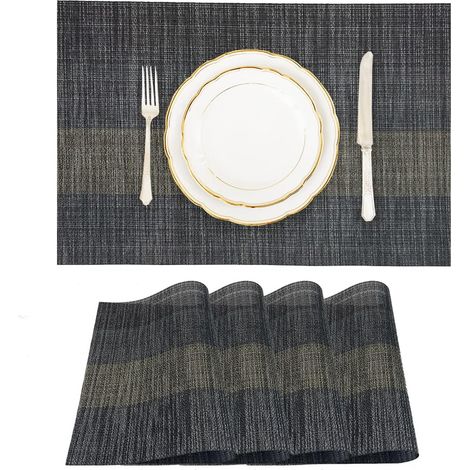 4 pièces sous-plat pliable, antitache, lavable, PVC, 45x30 cm, pour cuisine intérieure et extérieure (1/5)