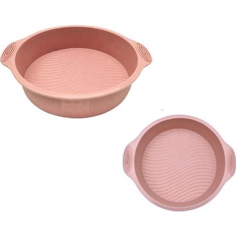 Runde Backform Ø 24 cm Silikon Kuchenform Gebäck Kuchen Kekse Dessert Schokoladenbrownie Desserts Quiche Antihaftbeschichtung Backen Pastellrosa (1/5)