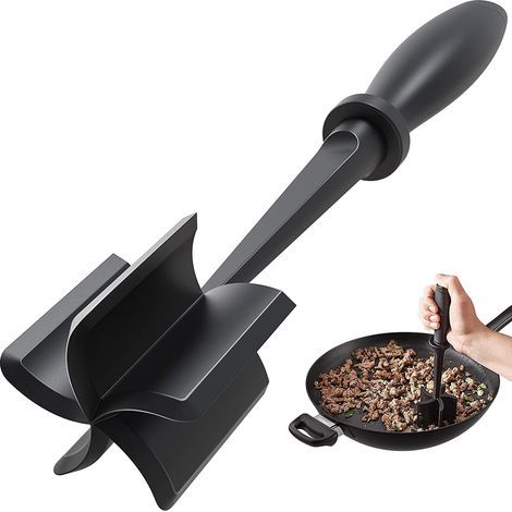 Premium heat-resistant potato masher for ground beef, hamburger grinder, nylon potato mixing tool - Black (1/5)