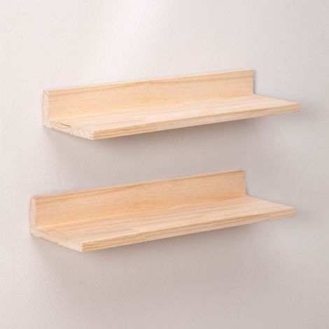 Set de 2 estantes de pared 60 cm en madera de pino Tydor SKLUM             